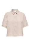 JDY - Skjorte - Power S/S Short Shirt- Oxford Tan CLoud Dancer