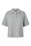 Pieces - Bluse - Gippy Ss Polo Sweat - Light Grey Melange