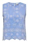 JDY - Top - Marina S/L Emb. Top - Blue Bonnet Bright White Embroidery