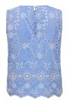 JDY - Top - Marina S/L Emb. Top - Blue Bonnet Bright White Embroidery