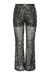 Y.A.S - Bukser - YAS Noelle Sequin HW Flare Trousers Fest - Black/Sequin