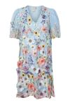 Y.A.S - Kjole - Yas Flowering Ss Dress New - Show Halogen Blue