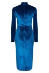 Y.A.S - Kjole - YAS Novella High Neck LS Midi Dress - Mykonos Blue