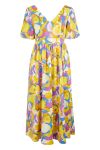 Y.A.S - Kjole - YAS Orangina 2/4 Long Dress - Eggnog Orangina Print