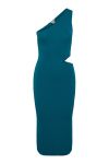 Y.A.S - Kjole - YAS Rachel One Shoulder Midi Knit Dress - Deep Lake