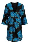 Y.A.S - Kjole - YAS Rosies 3/4 Wrap Dress - Show French Blue/Rosies Print