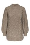 Y.A.S - Strik - Yas Oella Ls Cable Long Knit Pullover S. - Fungi