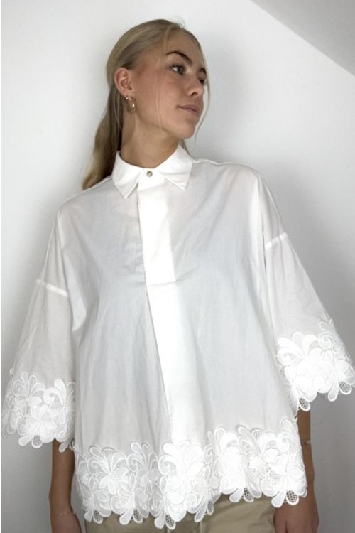 Continue Skjorte Klara Embroidery White