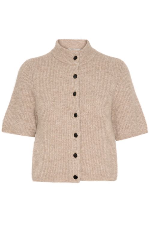 Gestuz - Cardigan - AlphaGZ ss short cardigan - Warm Sand Melange