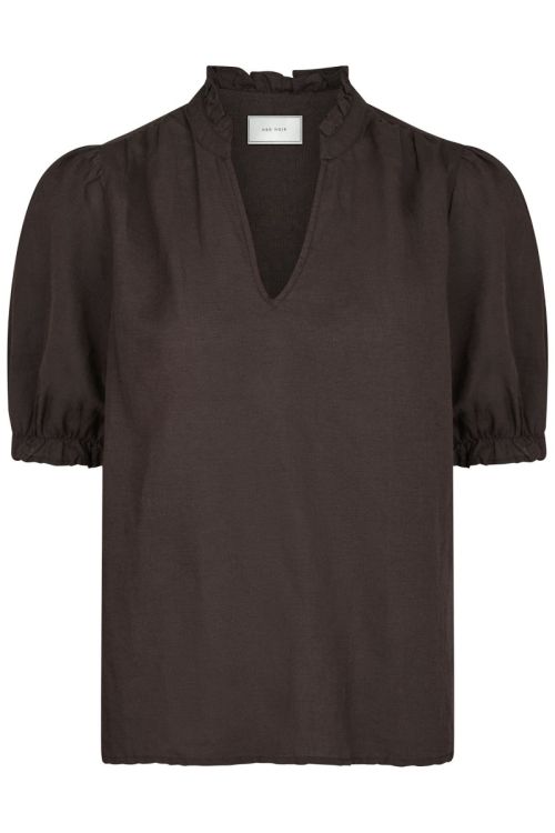 NEO NOIR Odesa Linen Blouse Dark brown