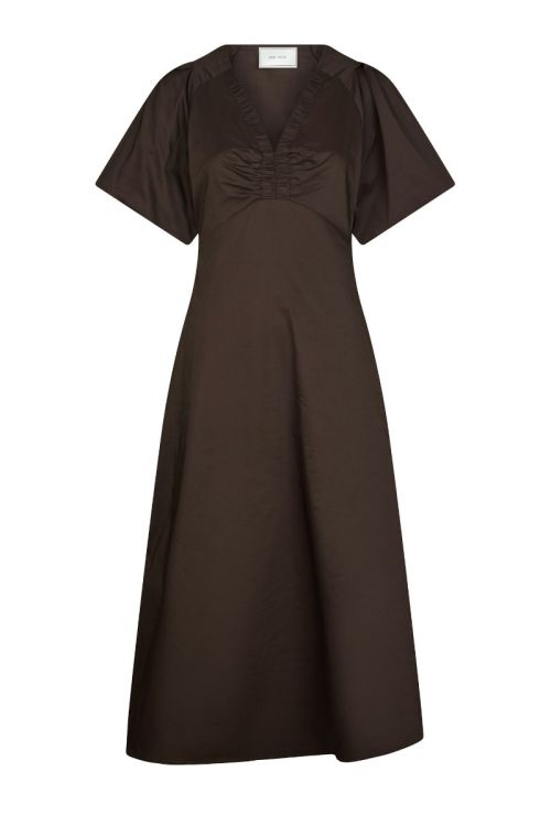 NEO NOIR Illana Poplin Dress Chocolate Brown