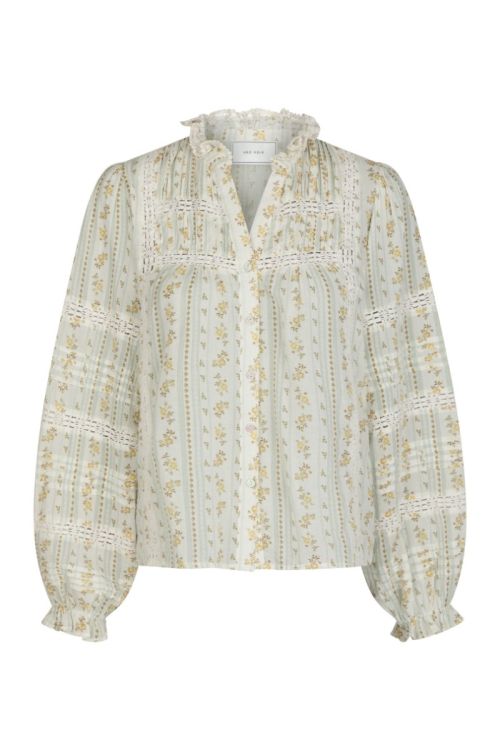 NEO NOIR Lyla Soft Border Blouse Dusty Yellow
