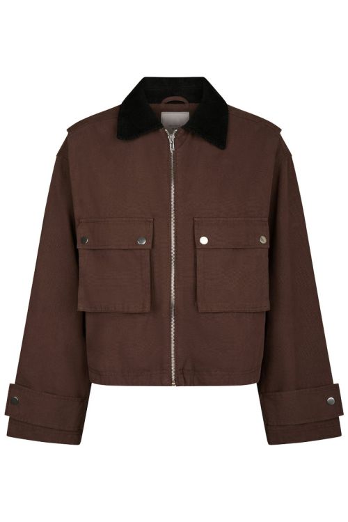NEO NOIR Rivera Canvas Boxy Jacket Brown