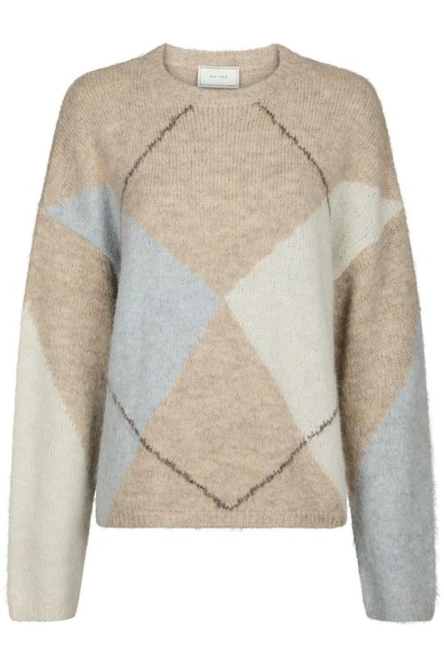 Neo Noir - Strik - Inga Check Fluff Knit Blouse - Beige Melange
