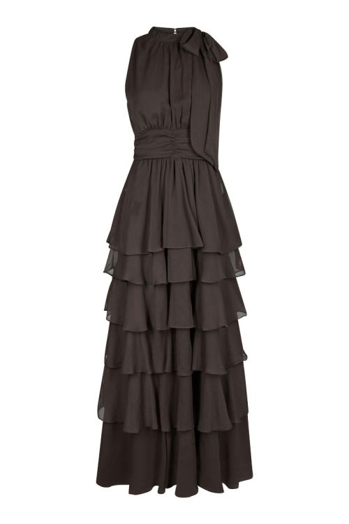 NEO NOIR Marli Solid Chiffon Dress Dusty Brown