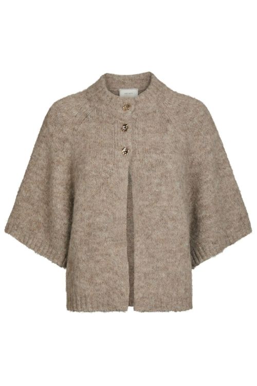 NEO NOIR Benuta Fluffy Knit Cardigan Beige Melange