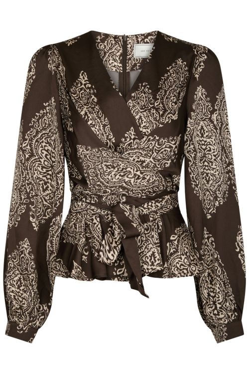 NEO NOIR Rista Paisley Drop Blouse Dark brown