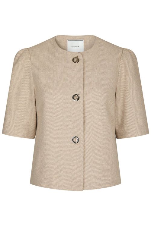 NEO NOIR Xanthe Light Herringbone Blazer Sand