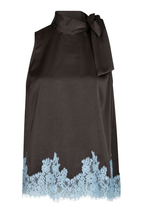 NEO NOIR Lorenz Lace Top Dark brown