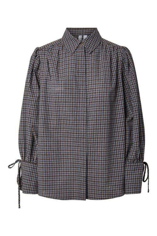 Pieces PCJUNE LS PLEATED DETAIL SHIRT WNV D2D Cashmere Blue Hot Fudge