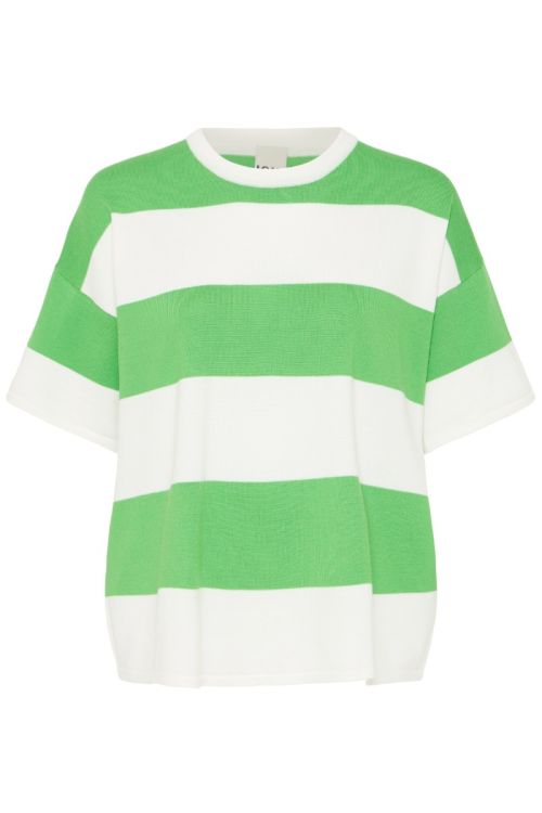 Ichi - T-shirt - Luls Loose SS - Wide Cloud Kelly Stripe