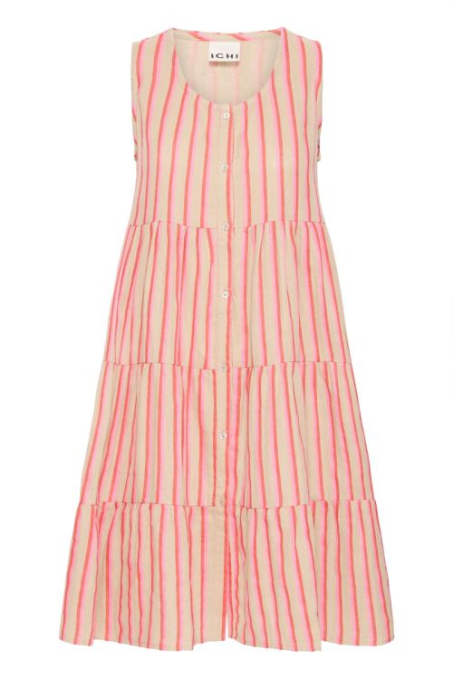 Ichi - Kjole - Foxa SL DR Striped - Azalea Stripe (Levering midt april)