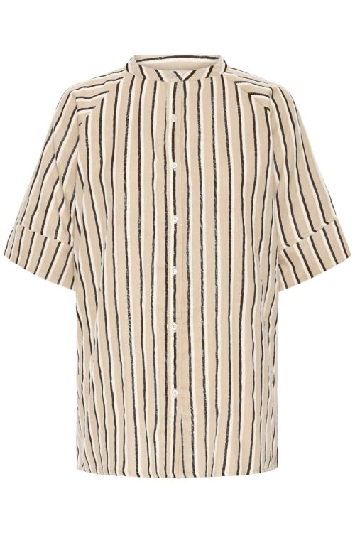 Ichi - Skjorte - Foxa 2/4 SH Striped - Meteorite Stripe (Levering midt april)