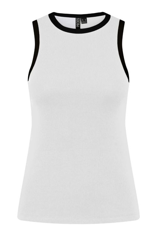 Pieces - Top - May Boxer Tank Top - Bright White/Black Contrast