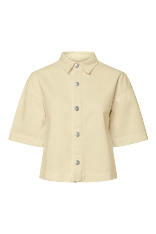 Pieces Skjorte Sky SS A-Shape Denim Top French Vanilla