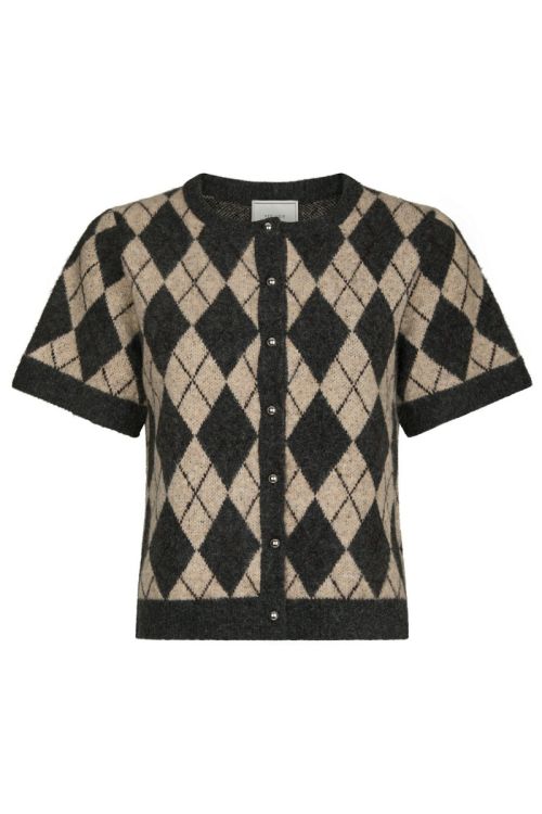 NEO NOIR Allestar Check Knit Cardigan Beige