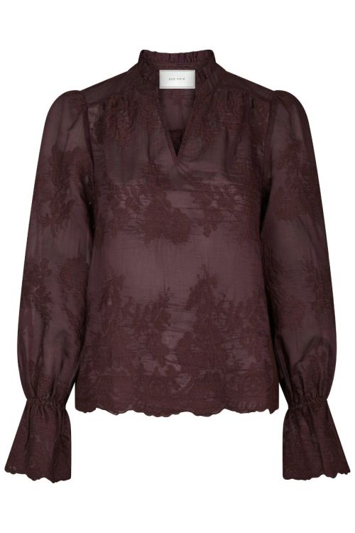 NEO NOIR Amara Big Embroidery Blouse Burgundy