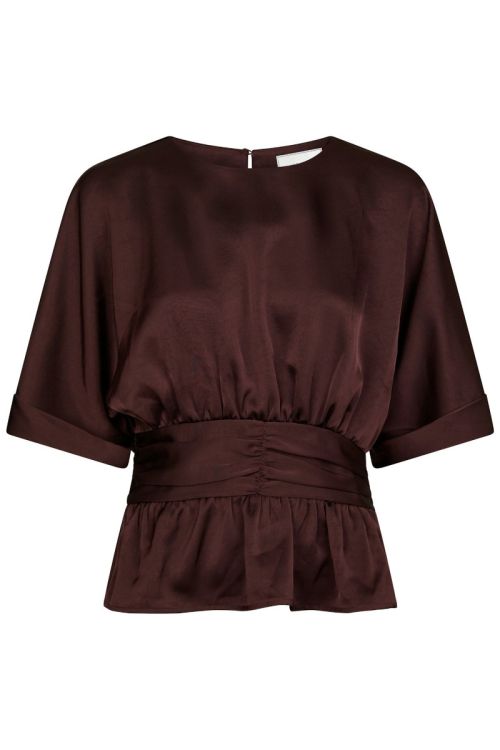 NEO NOIR Annegret Heavy Sateen Blouse Burgundy