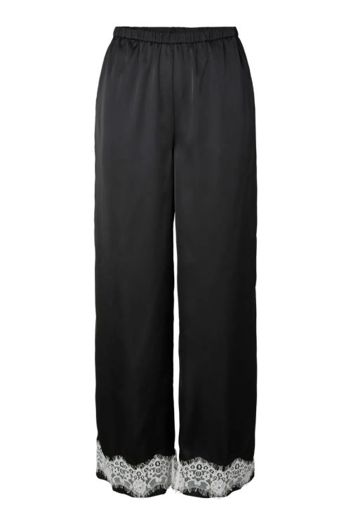 Pieces PCARIEL HW WIDE LACE  PANTS D2D PP Black White lace