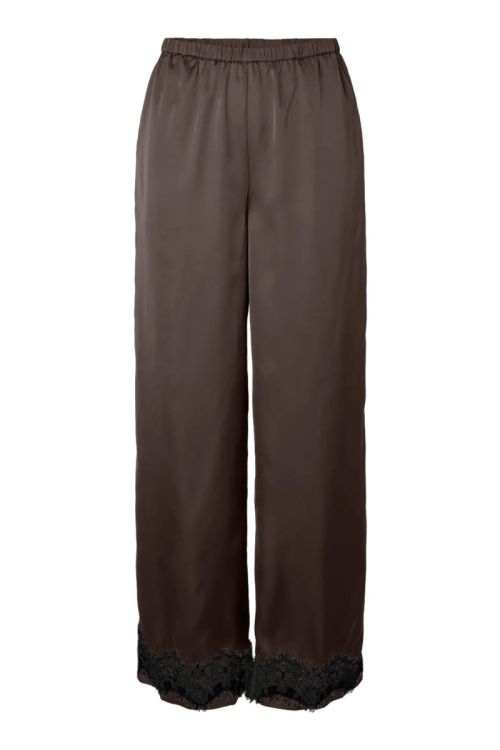 Pieces PCARIEL HW WIDE LACE  PANTS D2D PP Hot Fudge Black lace