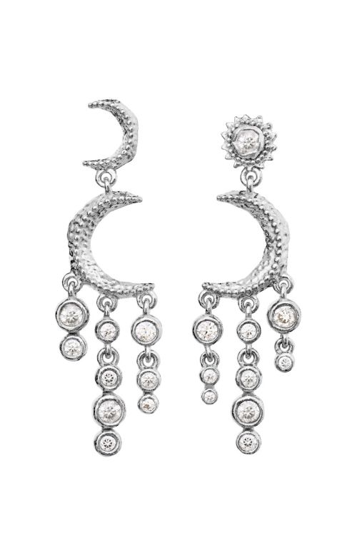 Maanesten - Øreringe - Astrea Twinkle Earrings - Silver/Hvid Zirkonia