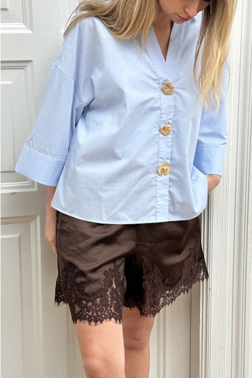 Continue - Skjorte - Augusta Big Gold Buttons - Light Blue (Levering midt april)