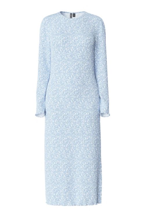 Pieces PCFLORA LS MIDI DRESS NOOS BC Cashmere Blue FLOWER