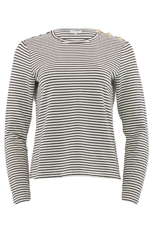Continue Bluse Daimi White/Black Stripe Front