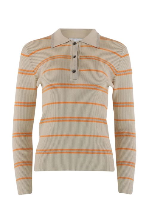 Continue Eva polo knit stripe sand with orange stripe