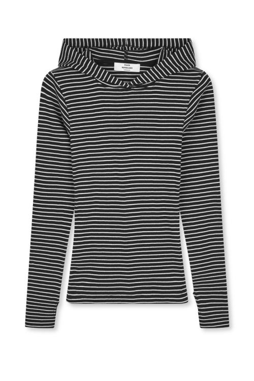 Mads Nørgaard 2X2 Cotton Stripe Tutti Hood Black/Vanilla Ice