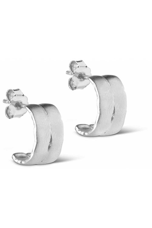 Enamel Øreringe Agnes Hoops Silver Front