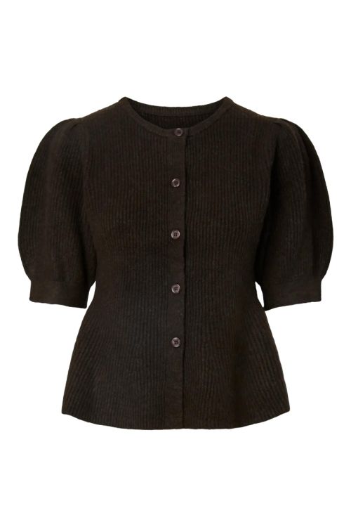 Pieces PCSILLY SS PUFF KNIT CARDIGAN NOOS BC Delicioso Melange