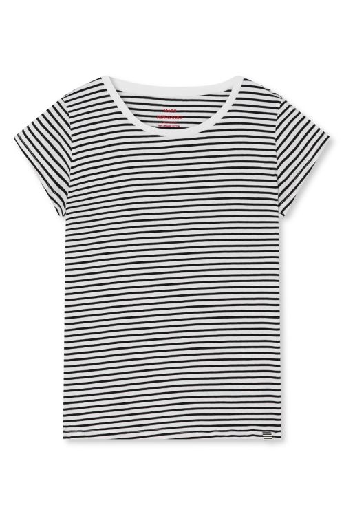 Mads Nørgaard Fine Jersey Stripe Teasy Tee FAV White/Black