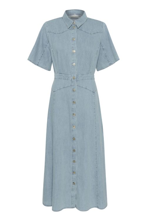 Gestuz - Kjole - GZsauda SS Long Dress - Light blue washed (Levering midt maj)