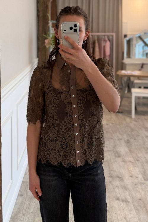 Continue - Skjorte - Paloma Lace - Caramel