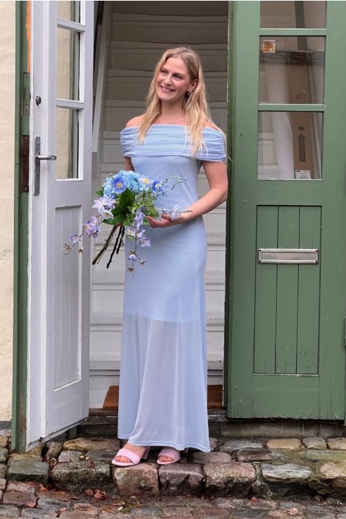 A-View Kit Off shoulder Dress 282 Light Blue