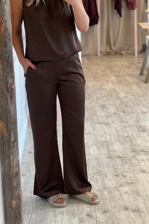 Continue Bukser Roberta Satin Brown