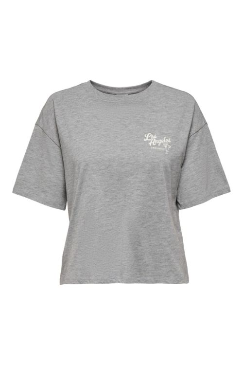 JdY JDYCALLY S/S PRINT TOP JRS Light Grey Melange LOS ANGELES FRONT/BACK
