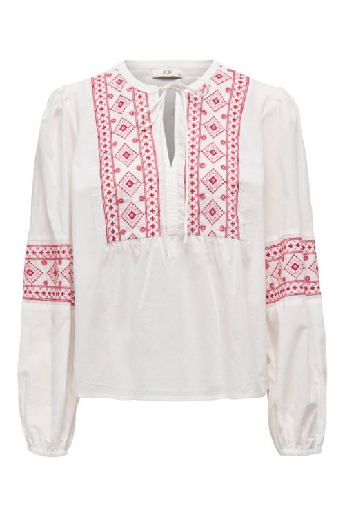 Jacqueline De Yong Jdylulu L/S Embroidery Shirt Wvn Cloud Dancer/red