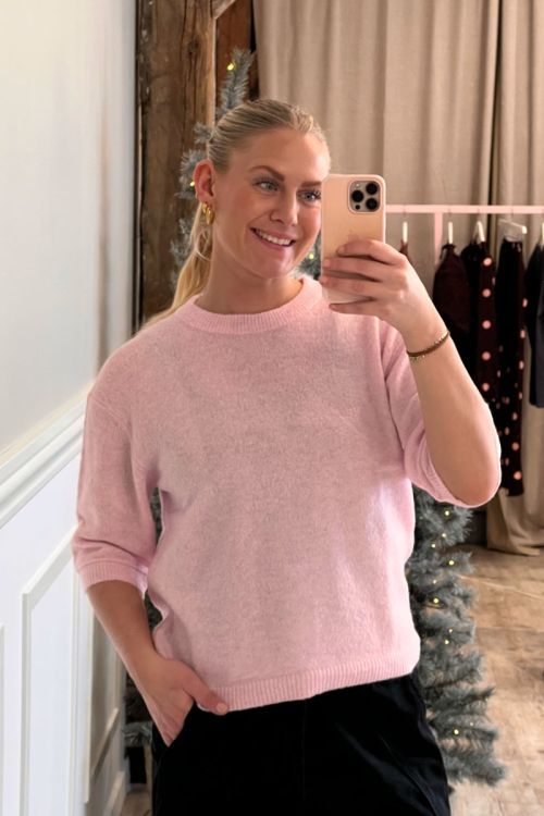 JDY - Strik - Sonja S/S O-Neck Pullover - Pink Lady Melange